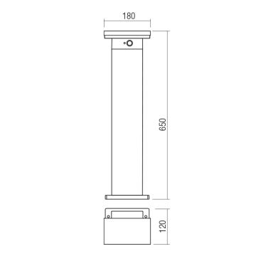 Redo 90536 - Candeeiro solar LED com sensor TAIYO LED/2W/3,7V 3000K IP54 antracite