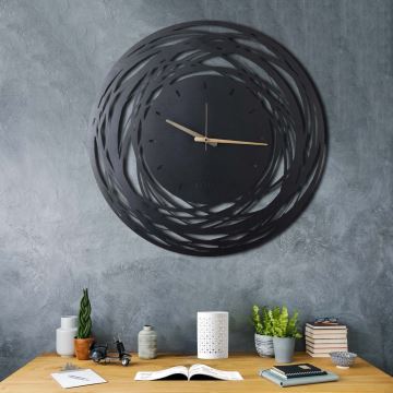 Relógio de parede 70 cm 1xAA preto/dourada