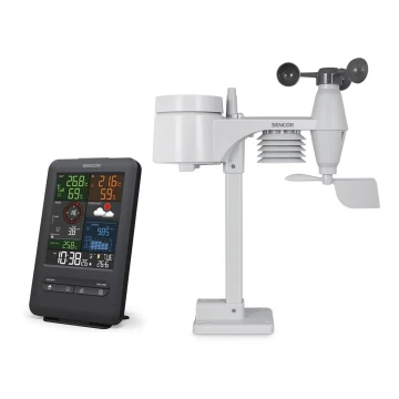 Sencor - Estação meteorológica profissional com visor a cores e relógio despertador 1xCR2032