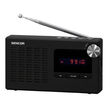 Sencor - Receptor de rádio portátil PLL FM 5W 800 mAh 3,7V USB e MicroSD