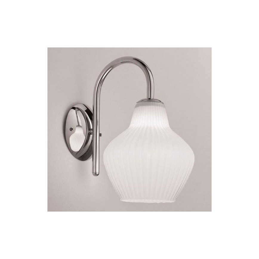 SIRU - Candeeiro de parede LONDON 1xE27/60W/230V branco/cromado brilhante Vidro veneziano