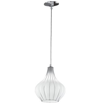 SIRU - Candeeiro suspenso AURIGA 1xE14/40W/230V diâmetro 26 cm cromado/branco Vidro veneziano