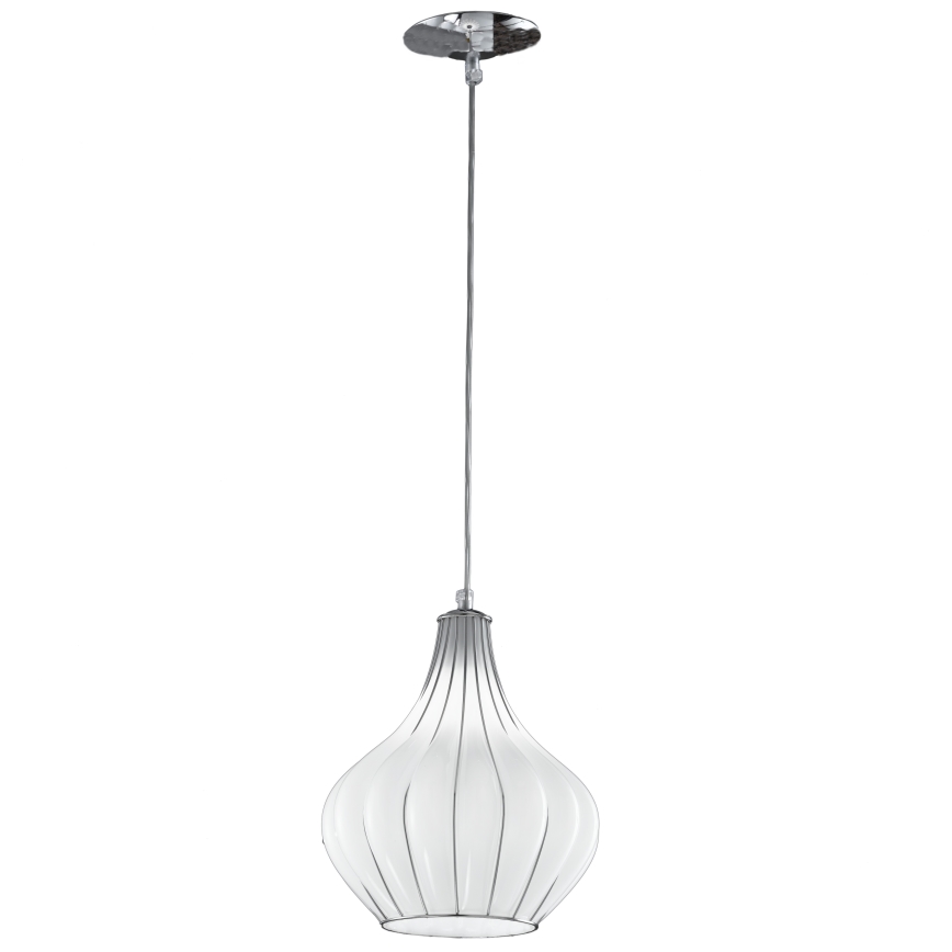 SIRU - Candeeiro suspenso AURIGA 1xE14/40W/230V diâmetro 26 cm cromado/branco Vidro veneziano