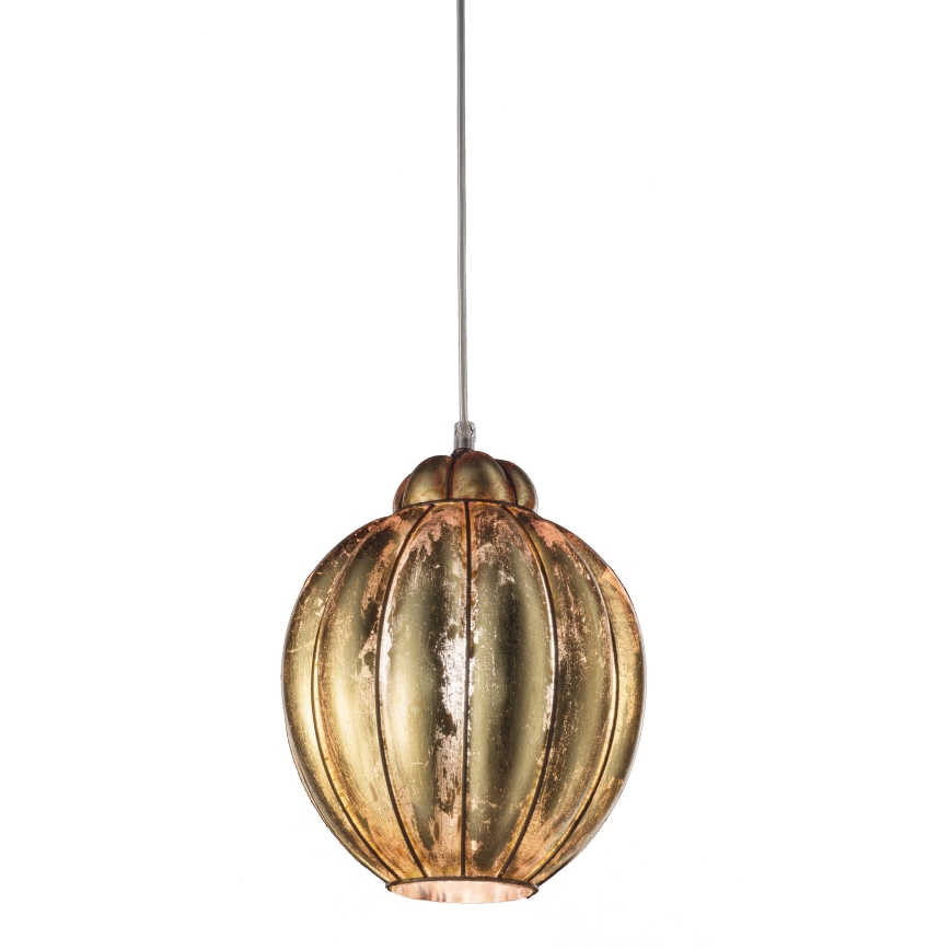 SIRU - Candeeiro suspenso FOGLIA ORO 1xE27/60W/230V diâmetro 25 cm dourado Vidro veneziano/dourado