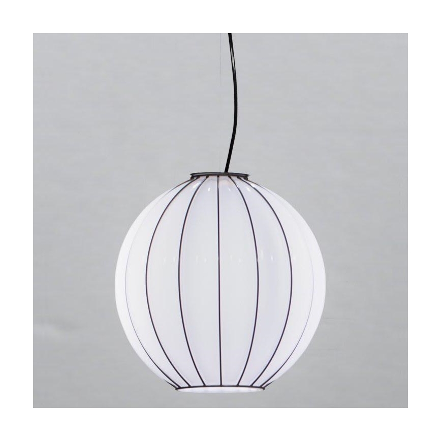 SIRU - Candeeiro suspenso SFERA 1xE27/60W/230V diâmetro 32 cm preto/branco Vidro veneziano