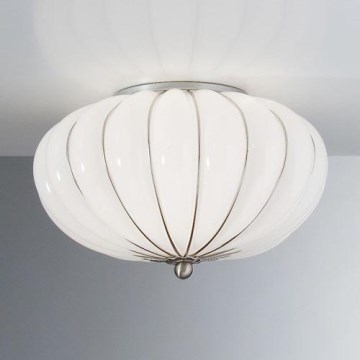 SIRU - Iluminação de teto GIOVE 2xE14/40W/230V diâmetro 29 cm cromado/branco Vidro veneziano