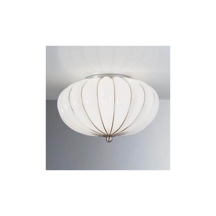 SIRU - Iluminação de teto GIOVE 2xE14/40W/230V diâmetro 29 cm cromado/branco Vidro veneziano