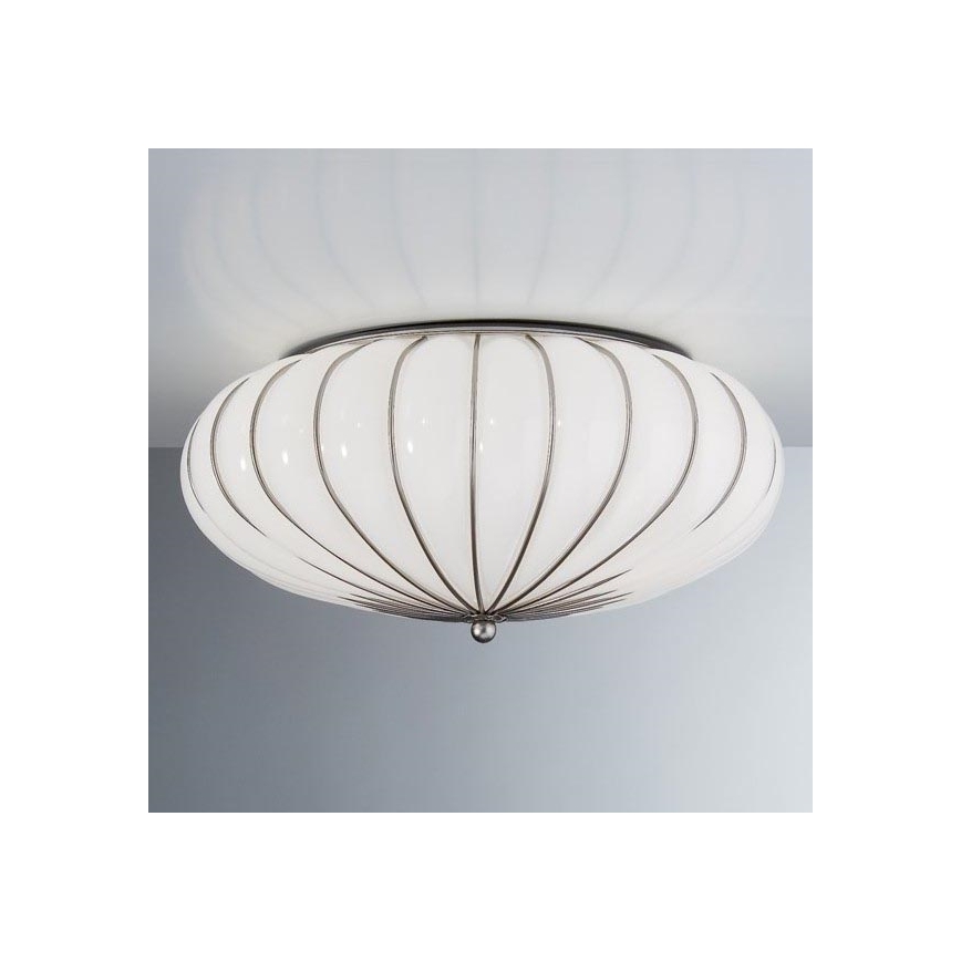 SIRU - Iluminação de teto GIOVE 3xE27/60W/230V diâmetro 48 cm cromado/branco Vidro veneziano