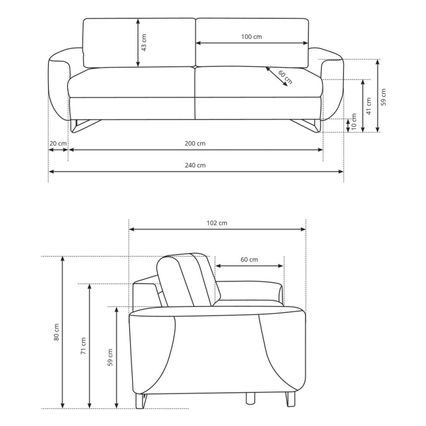 Sofá de 3 lugares AVESTA antracito