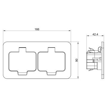 Tomada dupla para chão embutida para exterior IP55 angular