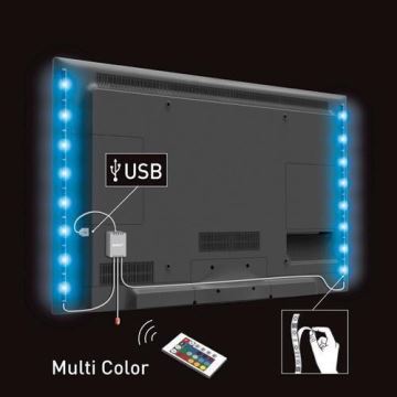 CONJUNTO 2x Tira RGB LED para TV com controlo remoto IP65 LED/USB 50cm