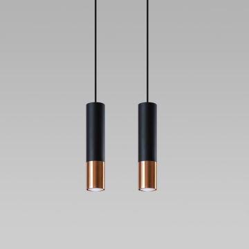 Candeeiro suspenso LOOPEZ 2xGU10/10W/230V preto/cobre