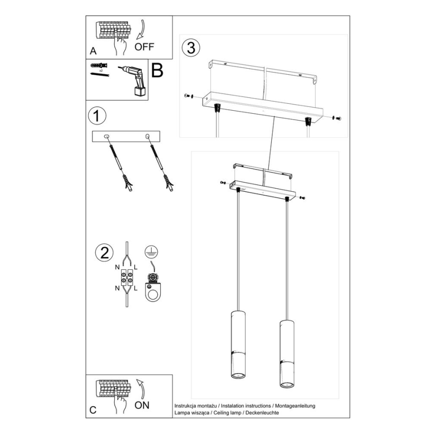 Candeeiro suspenso LOOPEZ 2xGU10/10W/230V preto/cobre