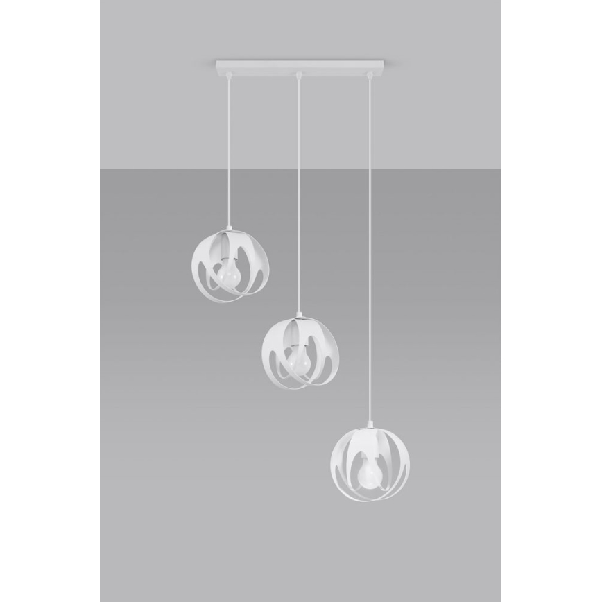 Candelabro suspenso TULOS 3xE27/60W/230V branco