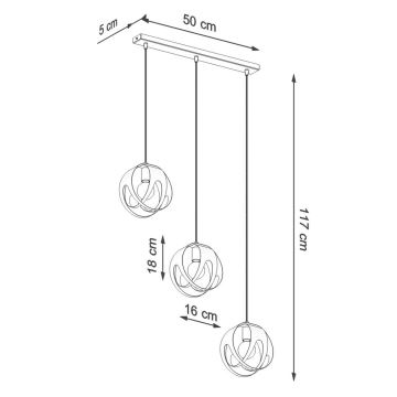 Candelabro suspenso TULOS 3xE27/60W/230V branco