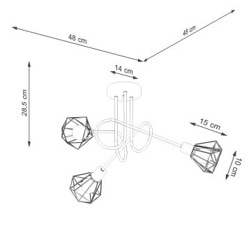 Candelabro suspenso ARTEMIS 3xE14/40W/230V preto