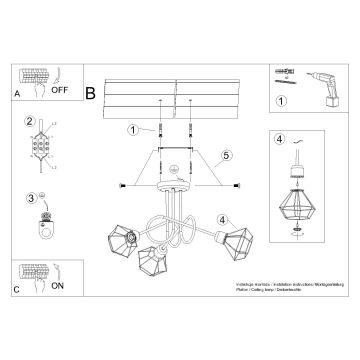 Candelabro suspenso ARTEMIS 3xE14/40W/230V preto