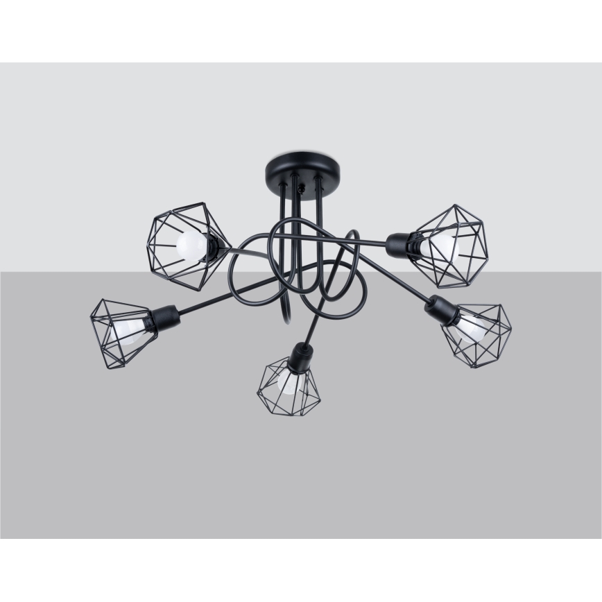 Candelabro suspenso ARTEMIS 5xE14/40W/230V preto