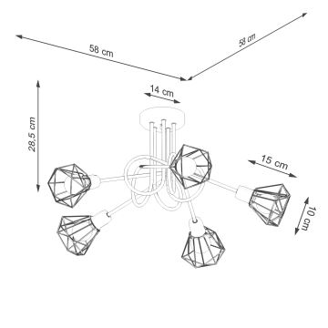 Candelabro suspenso ARTEMIS 5xE14/40W/230V preto