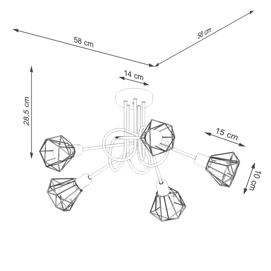 Candelabro suspenso ARTEMIS 5xE14/40W/230V preto