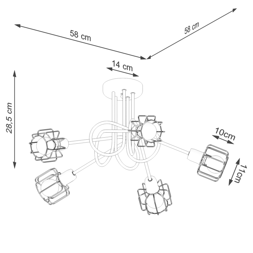 Candelabro suspenso BELUCI 5xE14/40W/230V preto