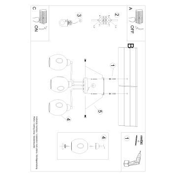 Candelabro suspenso FILLAN 3xE27/60W/230V preto