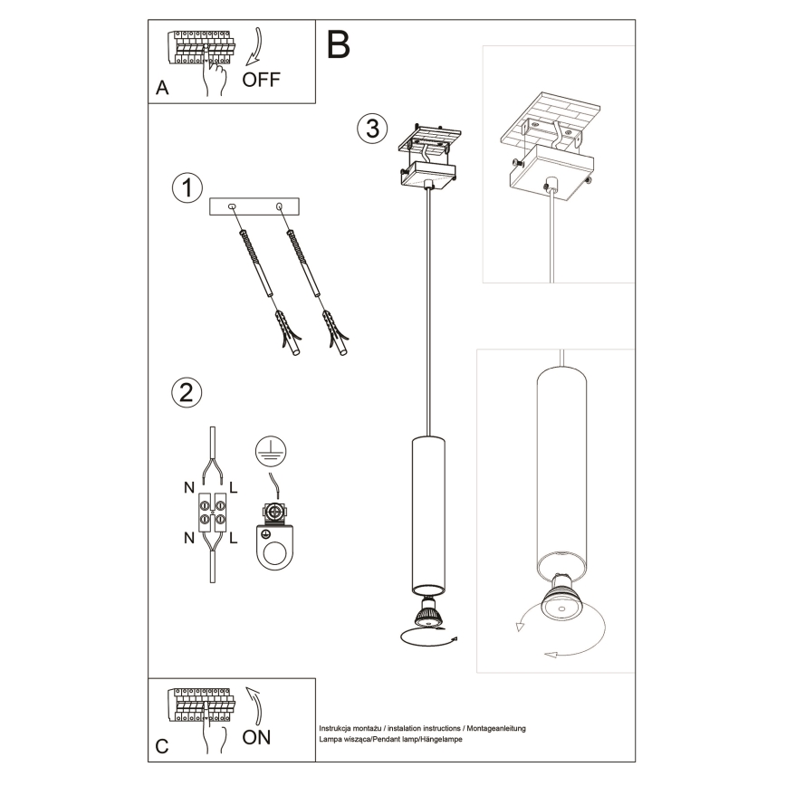 Candelabro suspenso LAGOS 1xGU10/10W/230V dourada