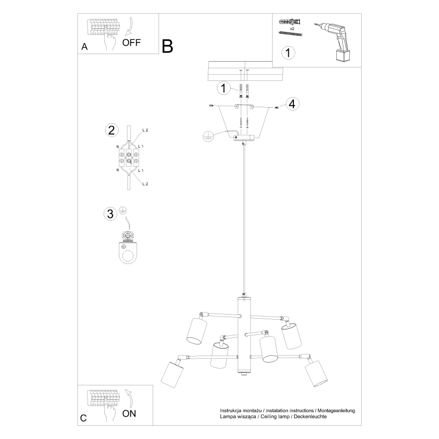 Candelabro suspenso LEMMI 6xGU10/10W/230V branco