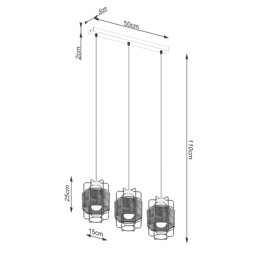 Candelabro suspenso GIZUR 3xE27/15W/230V