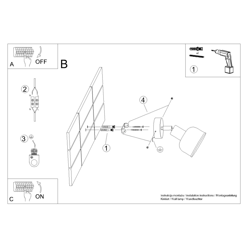 Foco de parede ELBA 1xE27/15W/230V branco