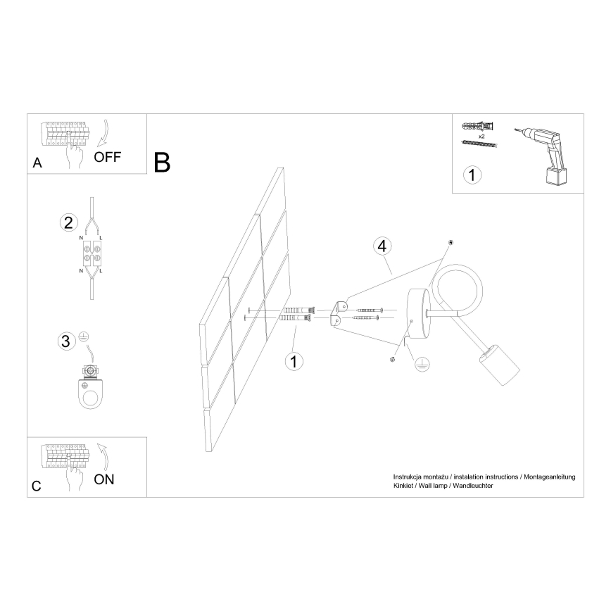 Candeeiro de parede LOOP 1xE27/15W/230V branco