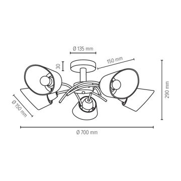 Candelabro integrado METTE 5xE27/40W/230V carvalho - certificado por FSC