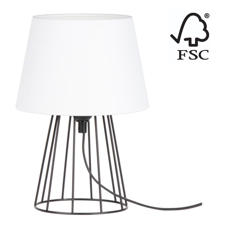 Spot-Light - Candeeiro de mesa MANGOO 1xE27/40W/230V branco/preto - certificado por FSC