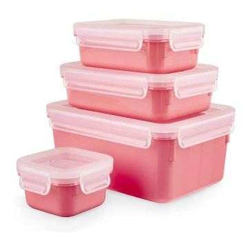 Tefal - Conjunto de recipientes para comida 4 pçs MSEAL COLOR rosa