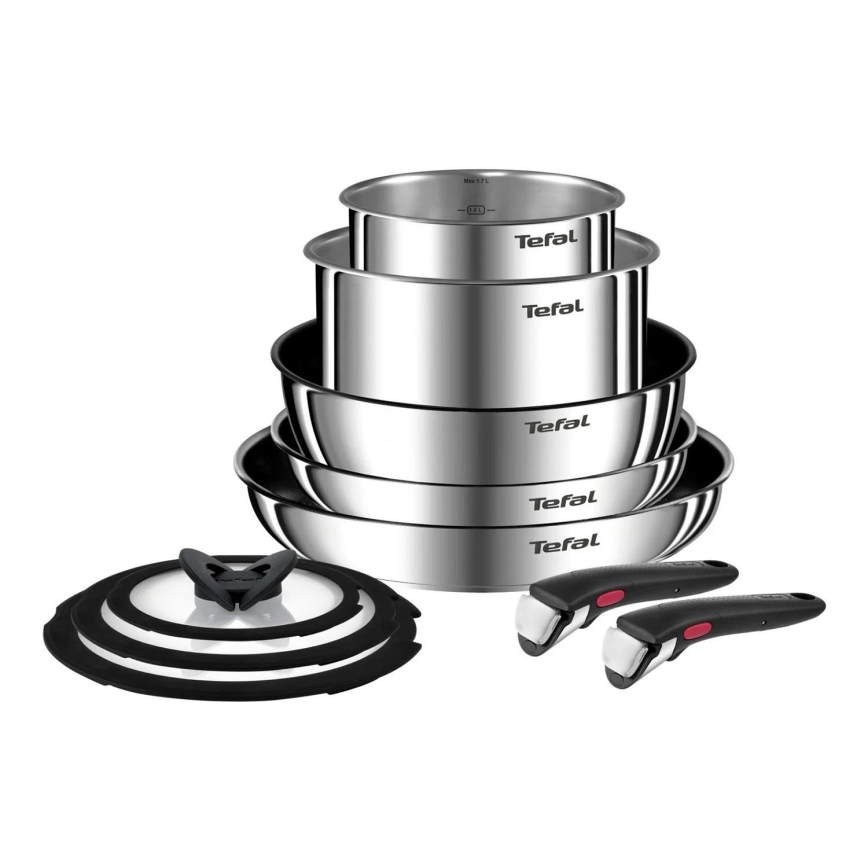 Tefal - Conjunto de utensílios de cozinha 10 unid. INGENIO EMOTION aço inoxidável