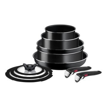 Tefal - Conjunto de utensílios para cozinha 10 unid. INGENIO EASY COOK & CLEAN BLACK