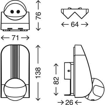 Telefunken 306505TF - Sensor de movimento exterior 180° IP44 preto