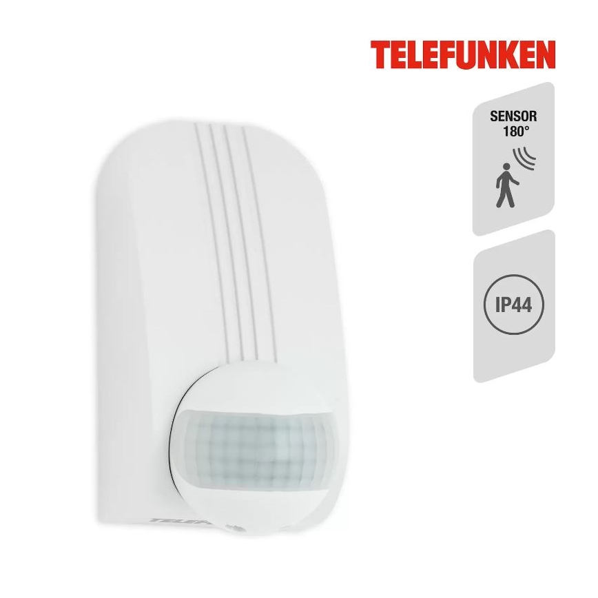 Telefunken 306506TF - Sensor de movimento exterior 180° IP44 branco