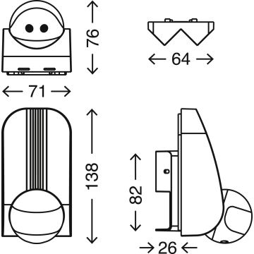 Telefunken 306506TF - Sensor de movimento exterior 180° IP44 branco