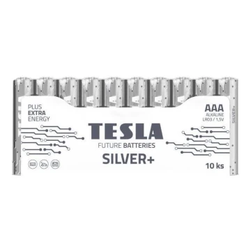 Tesla Batteries - 10 Pilhas alcalina AAA SILVER+ 1,5V 1300 mAh
