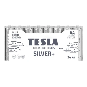 Tesla Batteries - 24 Pilhas alcalina AA SILVER+ 1,5V 2900 mAh