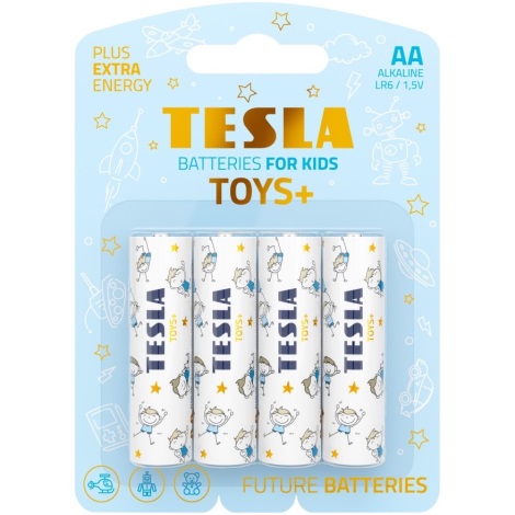 Tesla Batteries - 4 pçs Pilha alcalina AA TOYS+ 1,5V 2900 mAh