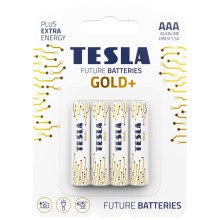 Tesla Batteries - 4 pçs Pilha alcalina AAA GOLD+ 1,5V 1350 mAh