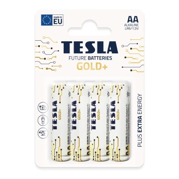 Tesla Batteries - 4 Pilhas alcalina AA GOLD+ 1,5V 3200 mAh
