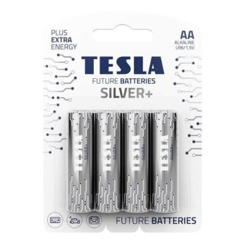 Tesla Batteries - 4 Pilhas alcalina AA SILVER+ 1,5V 2900 mAh