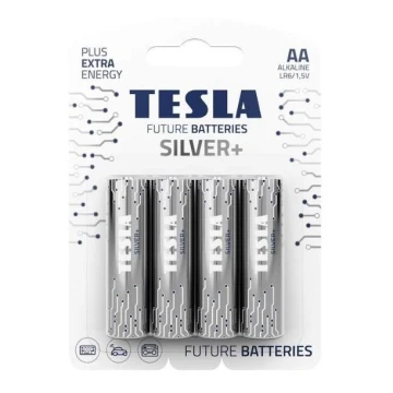 Tesla Batteries - 4 Pilhas alcalina AA SILVER+ 1,5V 2900 mAh