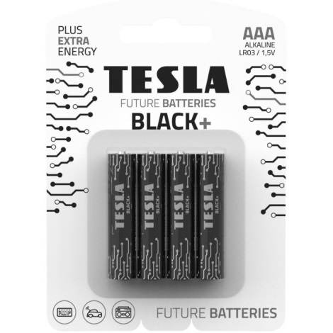 Tesla Batteries - 4 Pilhas alcalina AAA BLACK+ 1,5V 1200 mAh