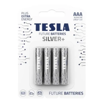 Tesla Batteries - 4 Pilhas alcalina AAA SILVER+ 1,5V 1300 mAh