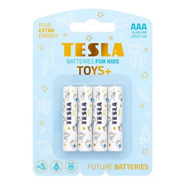 Tesla Batteries - 4 Pilhas alcalina AAA TOYS+ 1,5V 1300 mAh