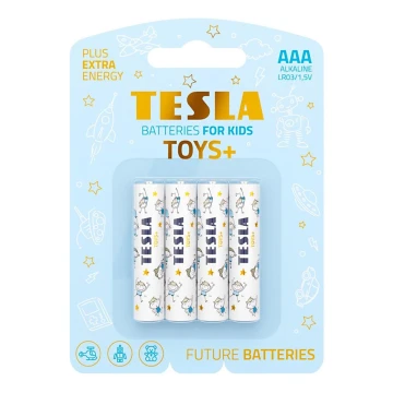 Tesla Batteries - 4 Pilhas alcalina AAA TOYS+ 1,5V 1300 mAh